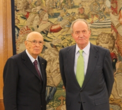Encuentro con Su Excelencia el Presidente de la República Italiana, Sr. Giorgio Napolitano. Su Majestad el Rey y el Presidente de la República Italian